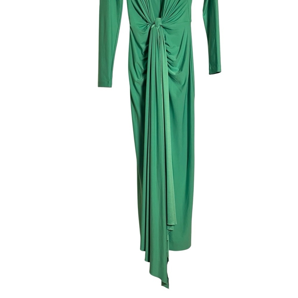 Solace London Lorena Dress Green Plunge Neck Midi Long Sleeve Draped Bodycon XS - Picture 6 of 14